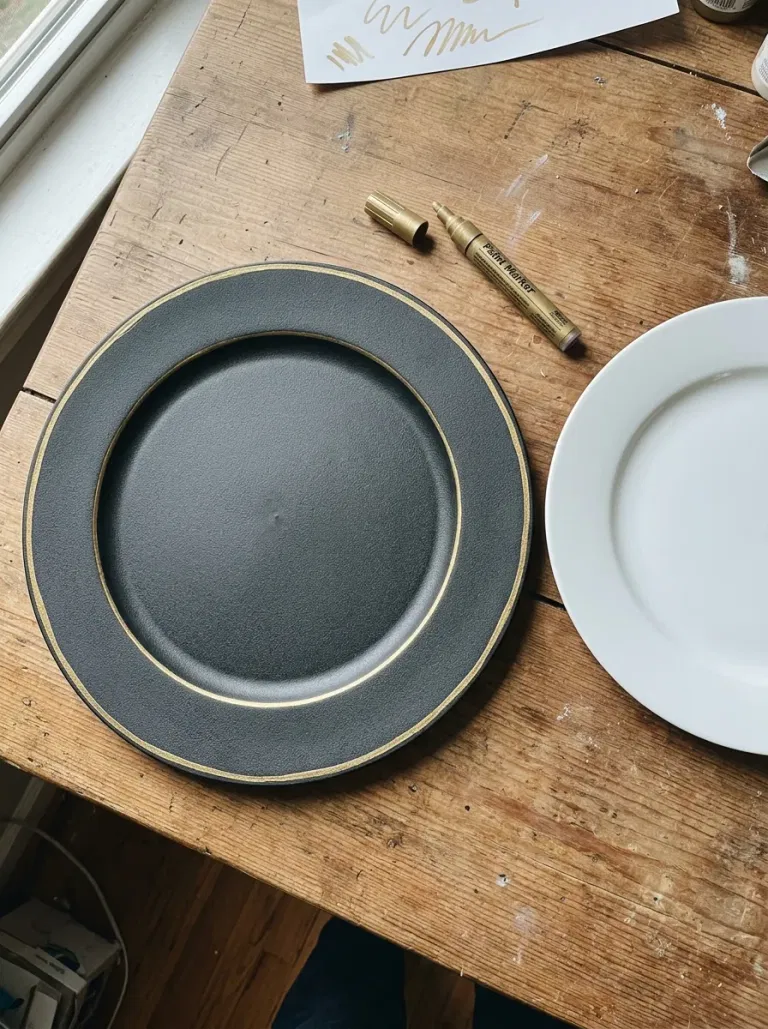 Gold-Rimmed Plastic Charger Makeover