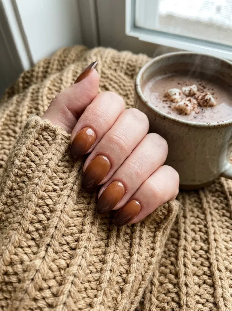 Deep Cocoa Ombré nail design
