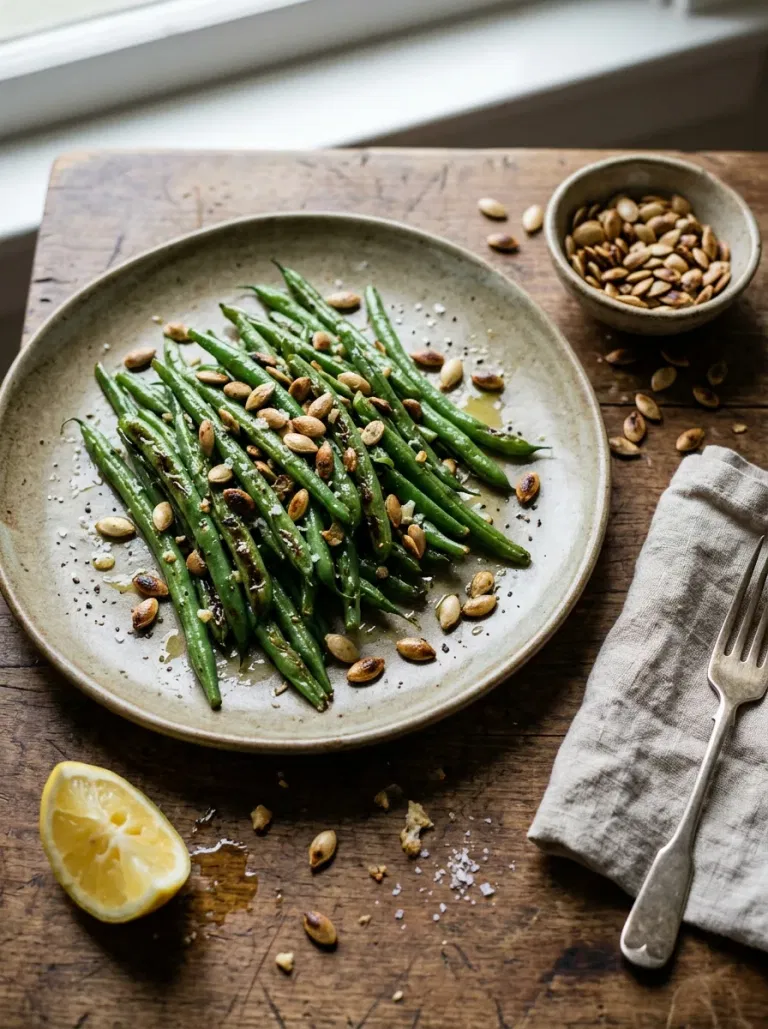 Green Beans with Toasted Pumpkin Seeds