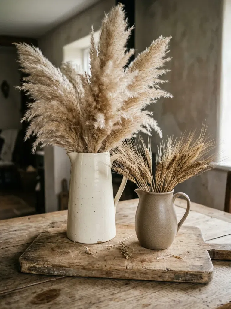 Two Pitchers with Dried Grasses