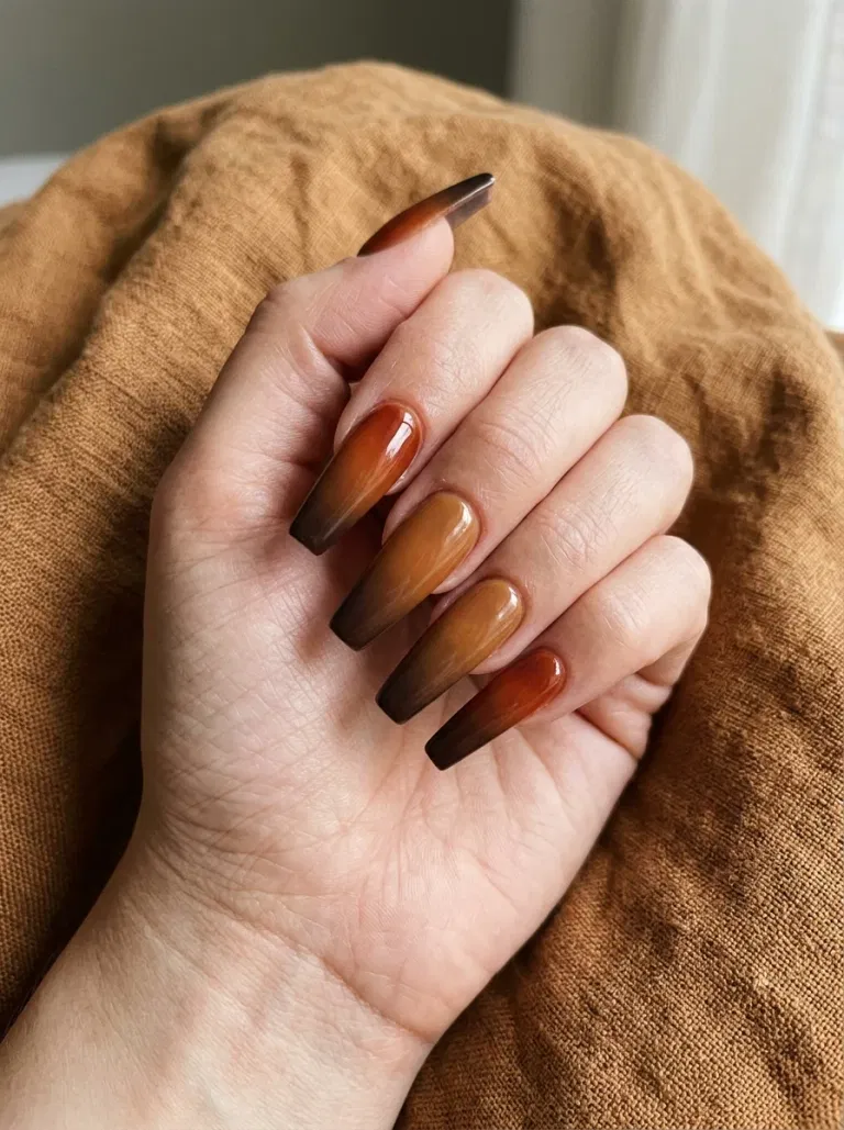 Spiced Honey Ombré nail design