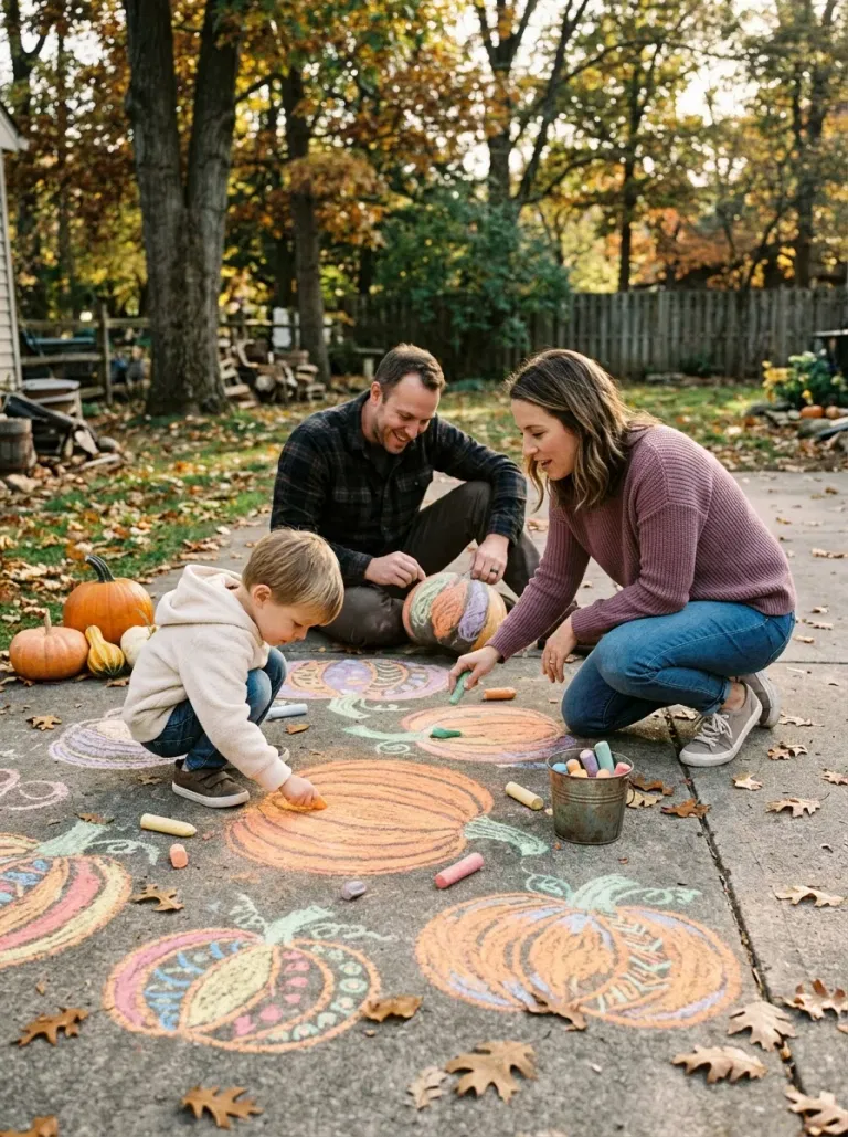 Draw Chalk Pumpkins Outdoors