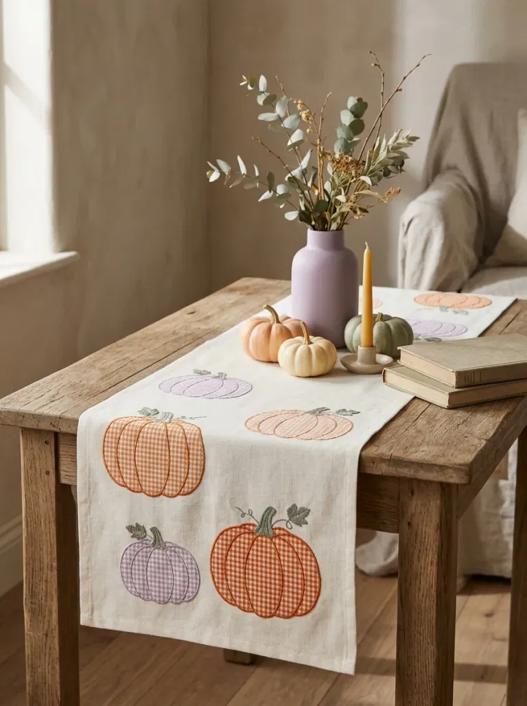 Gingham Pumpkin Table Runner
