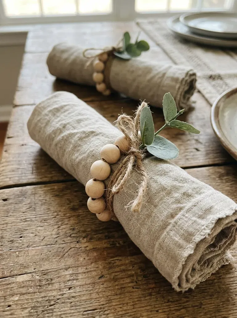 Mini Wood-Bead Napkin Rings