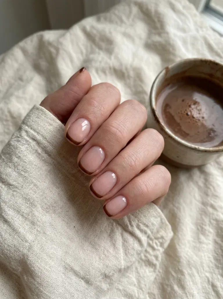 Cocoa Micro-French nail design