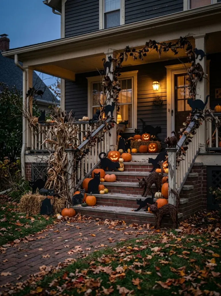 Black Cat Porch Steps