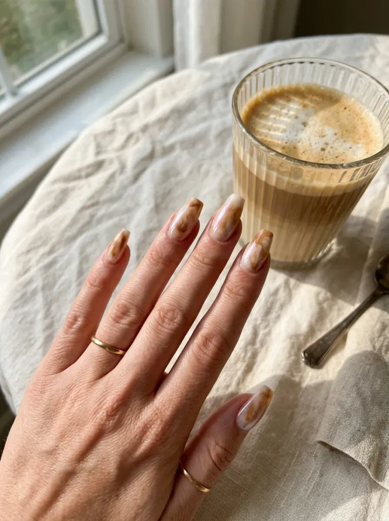 Milky Latte Glaze nail design