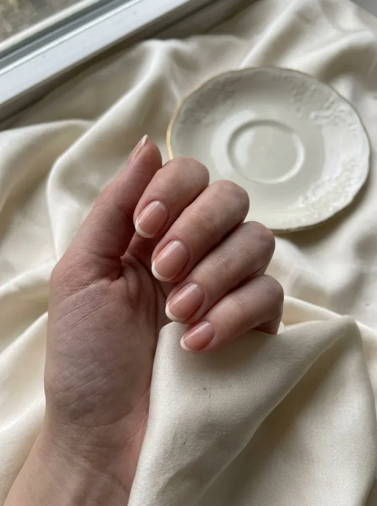 Porcelain Micro-French nail design