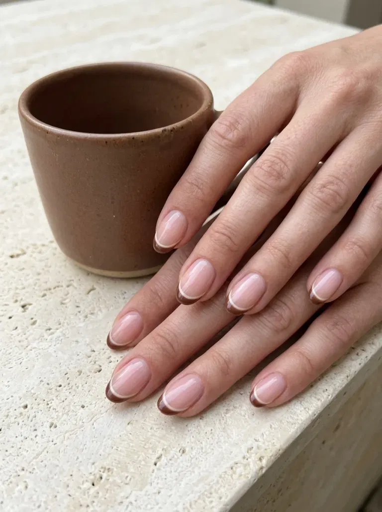 Cocoa Double French nail design