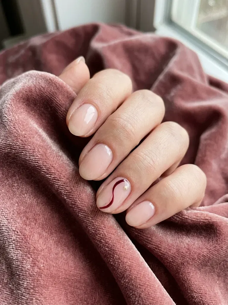 Merlot Ribbon Accent nail design