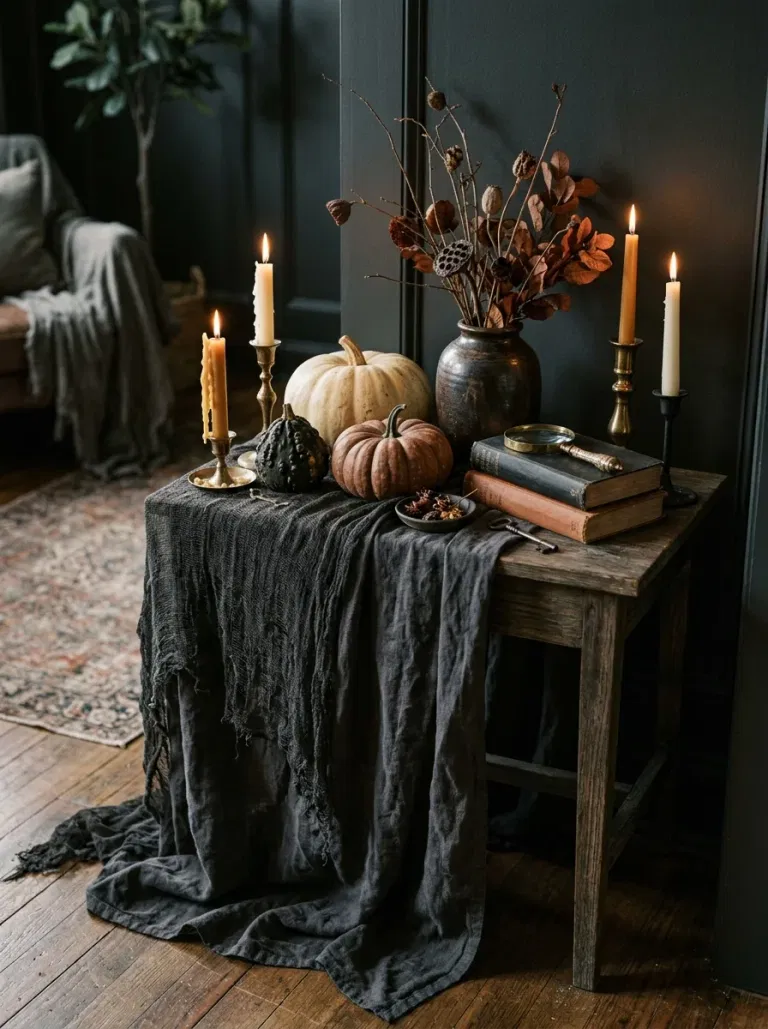 Charcoal Draped Side Table