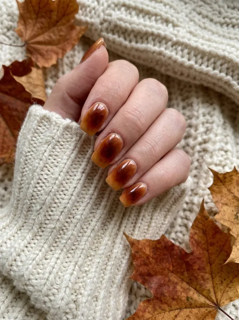 Maple Aura Gradient nail design