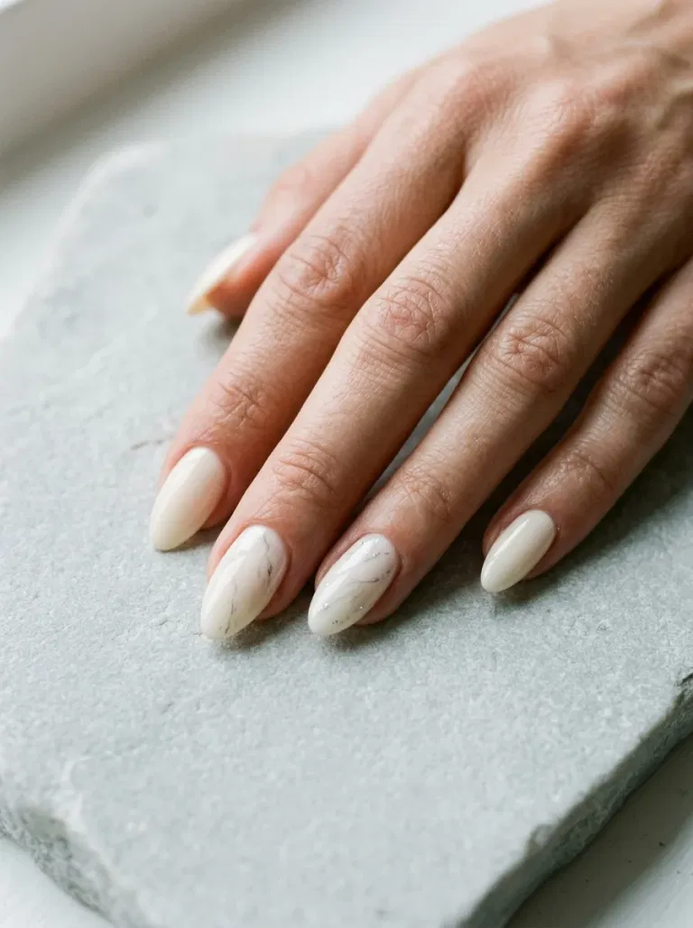 Soft Gray Marble nail design