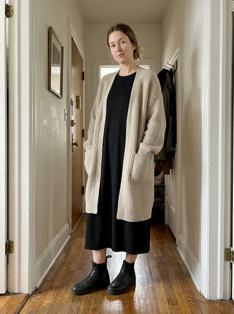 Soft Plaid Shirt Dress over Stretch Tights