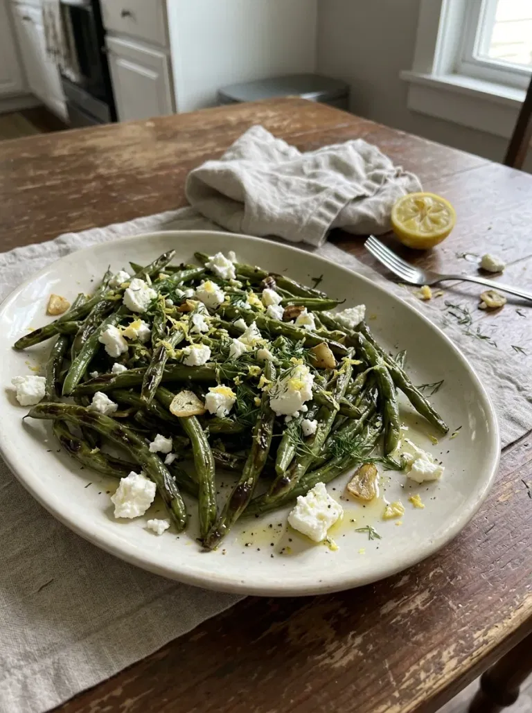 Roasted Green Beans with Feta