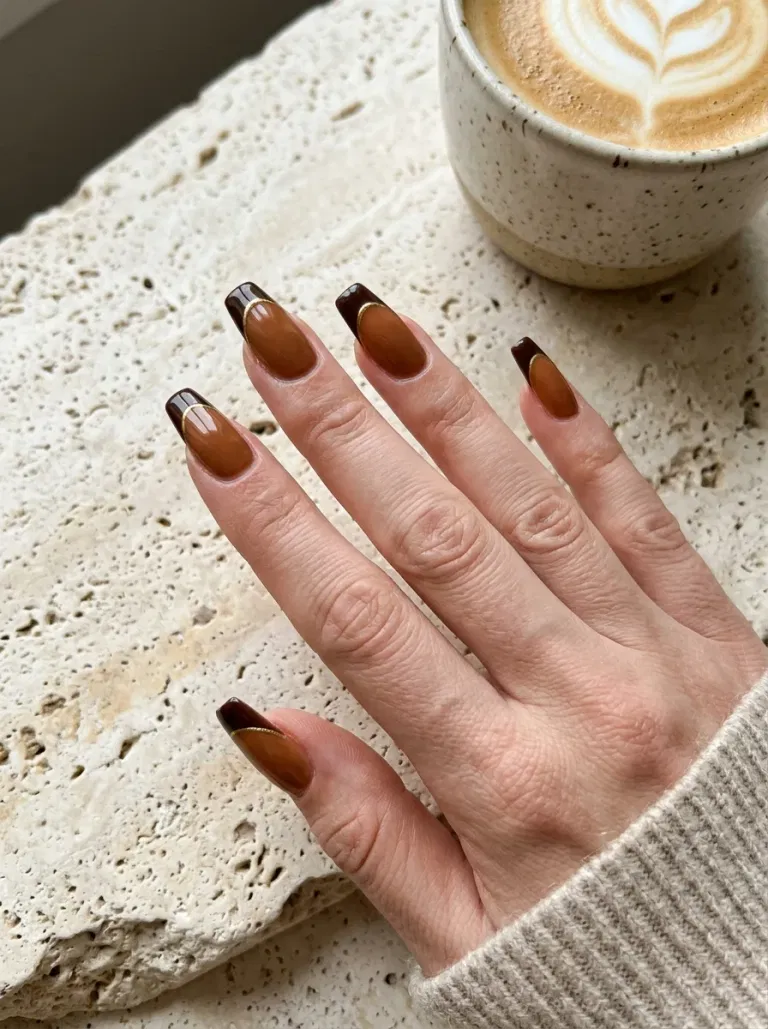 Tapered Square Mocha Tips nail design