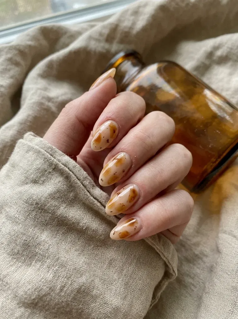Amber Tortoiseshell Windows nail design