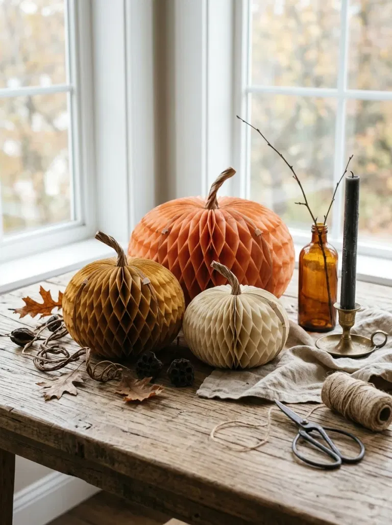 Honeycomb Tissue Pumpkin Cluster