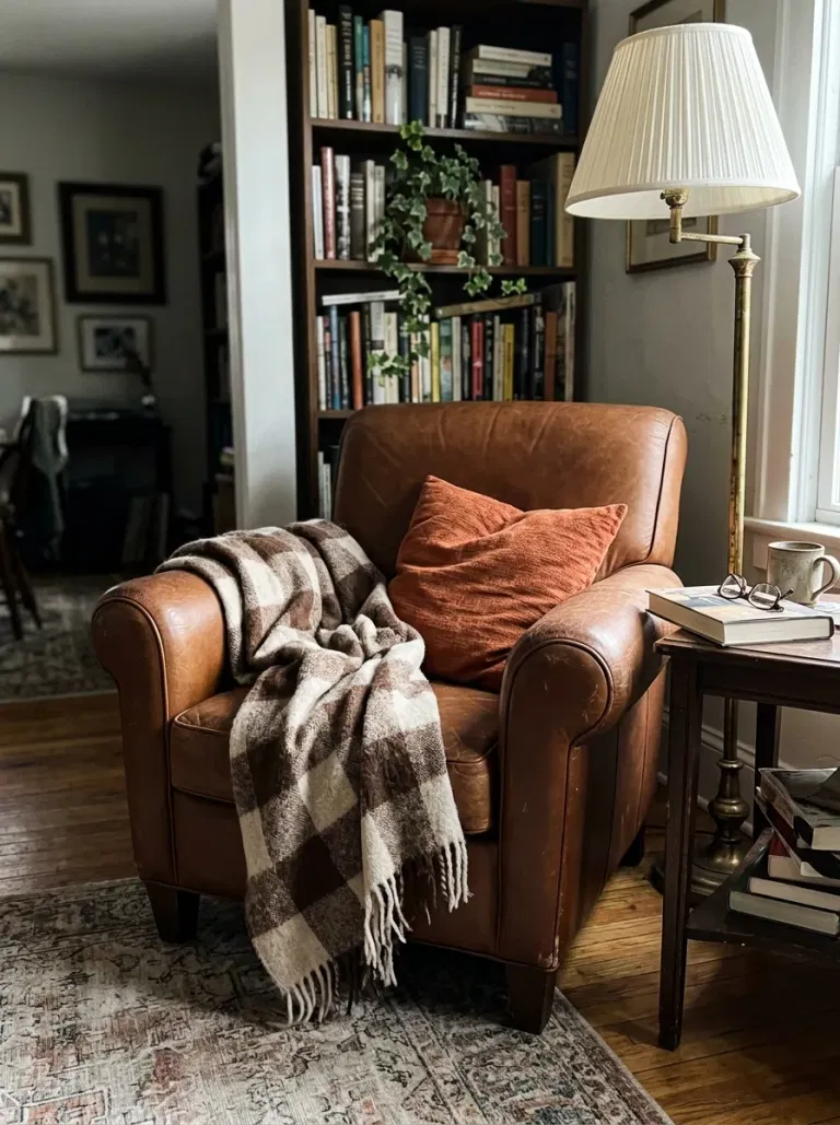 Soft Plaid Throw on the Reading Chair