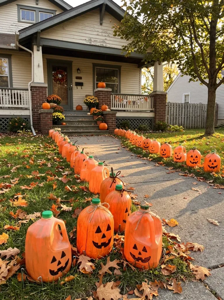 Recycled Bottle Pumpkin Row
