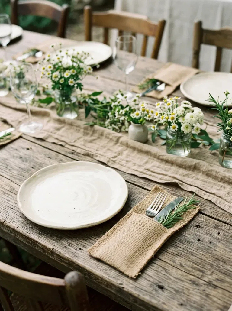 Burlap Pockets and Vintage Flatware