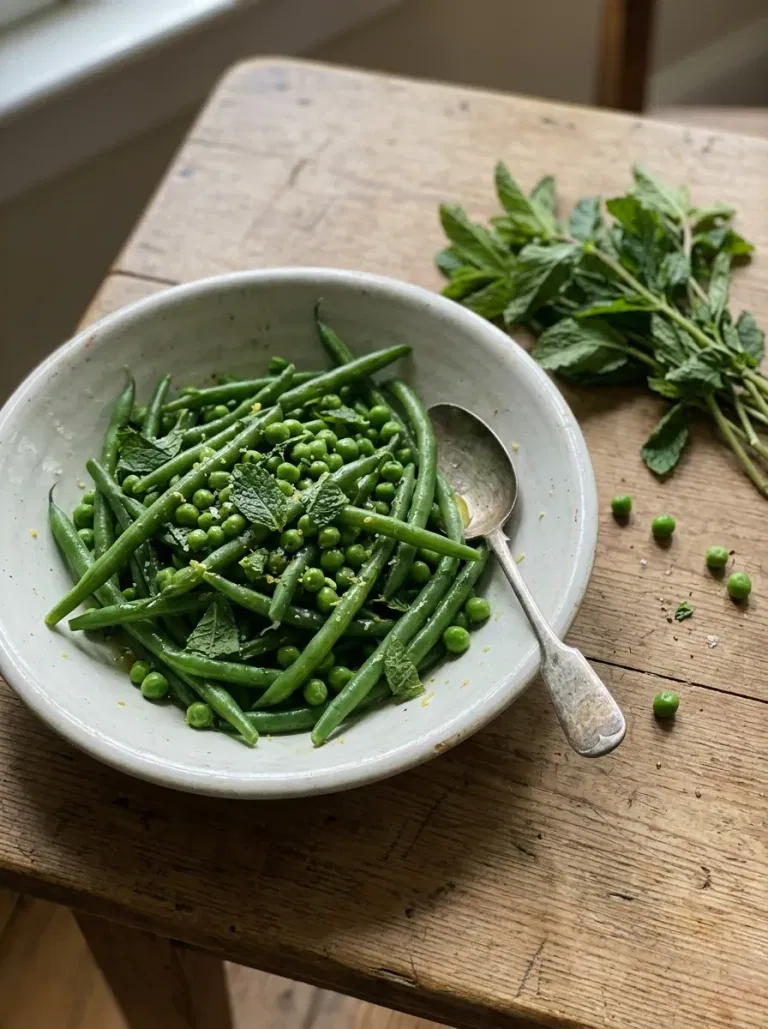 Green Beans with Fresh Mint and Peas