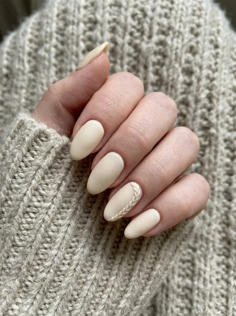 Oatmeal Cable Curve nail design