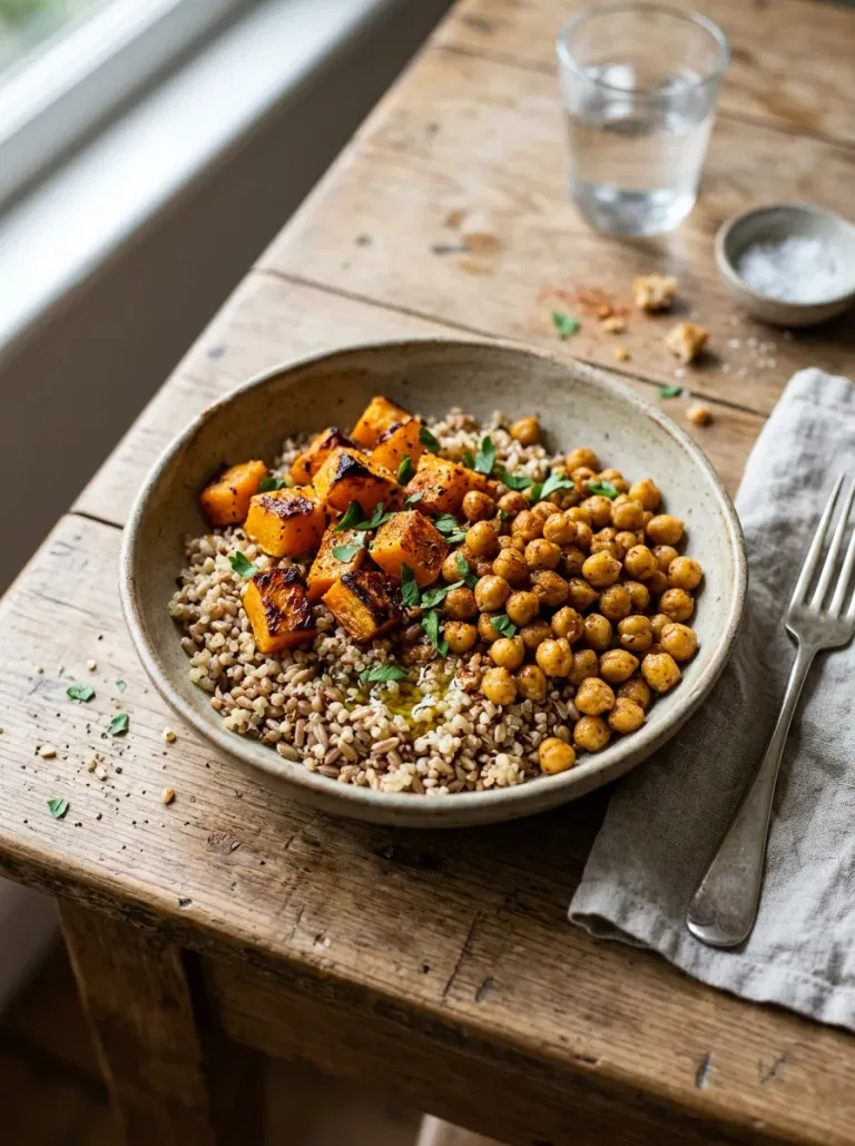 Roasted Pumpkin and Chickpea Bowls