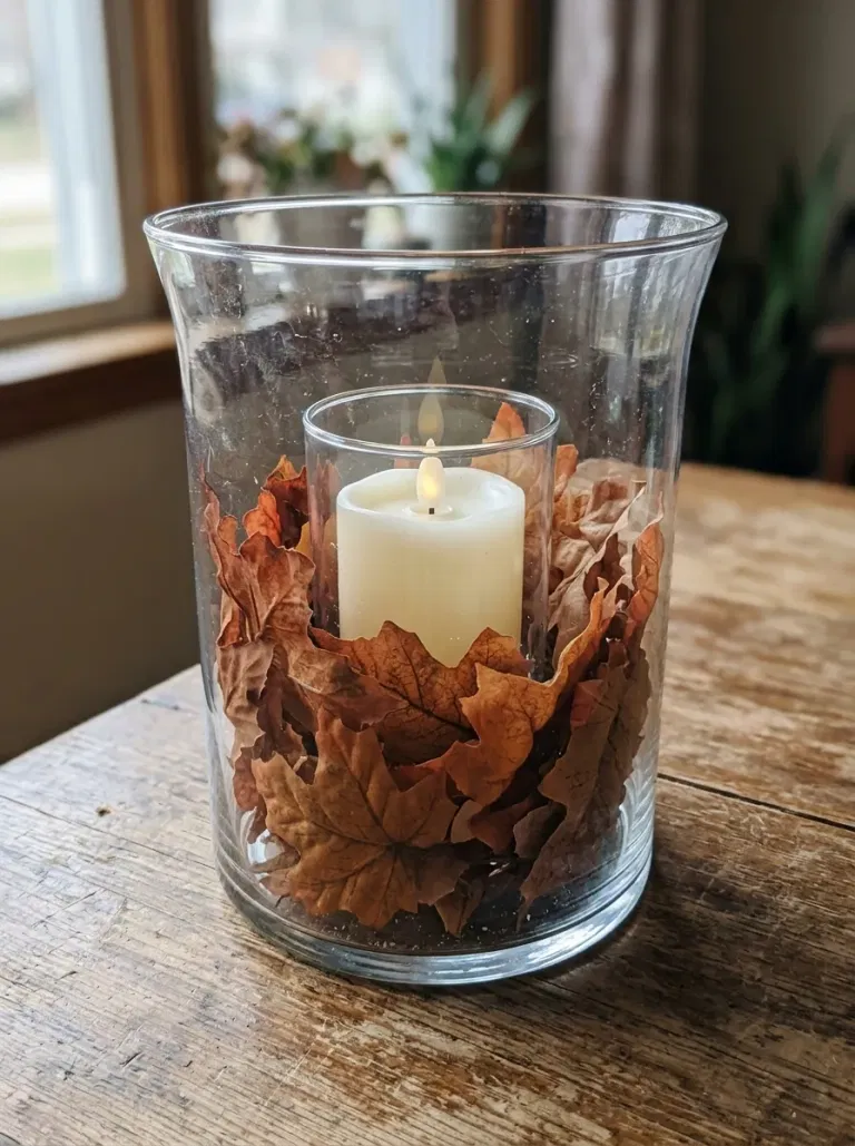 Autumn Leaf Glass Hurricane