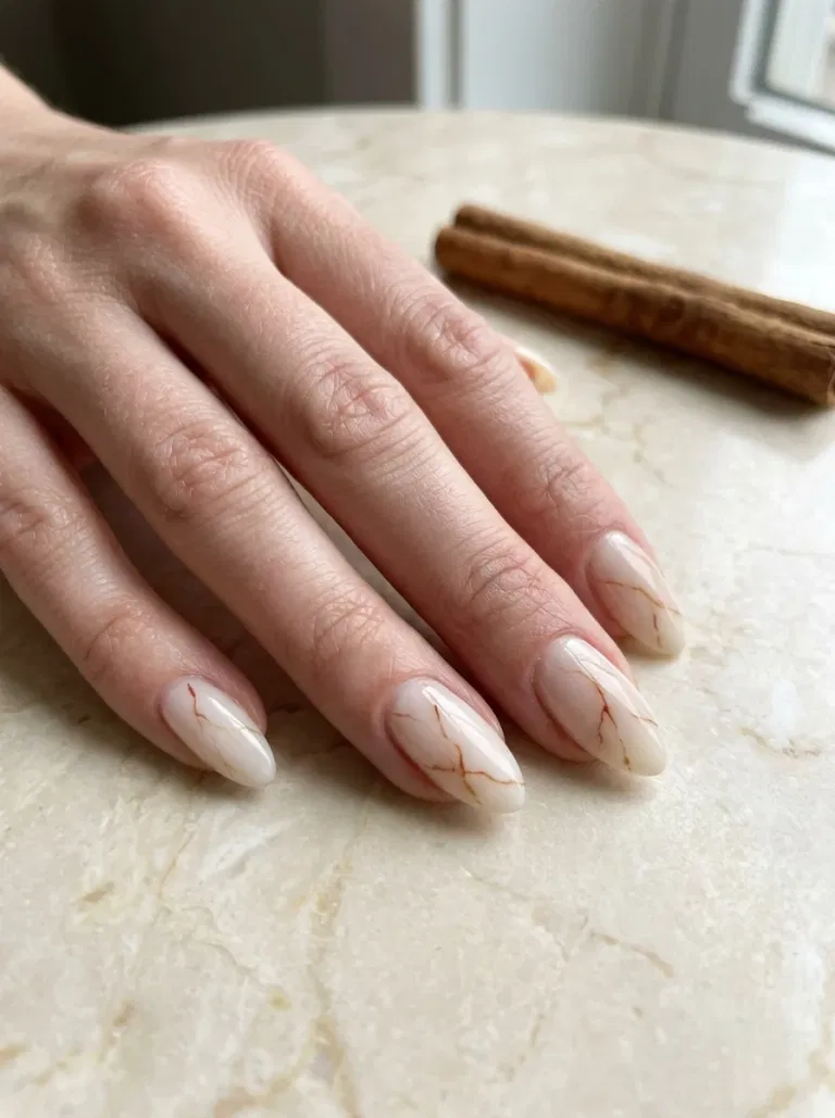 Cinnamon Marble Swirl nail design