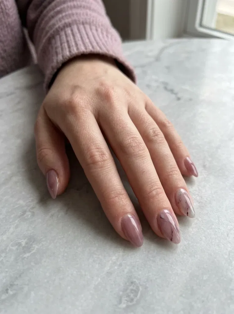 Smoky Mauve Marble nail design