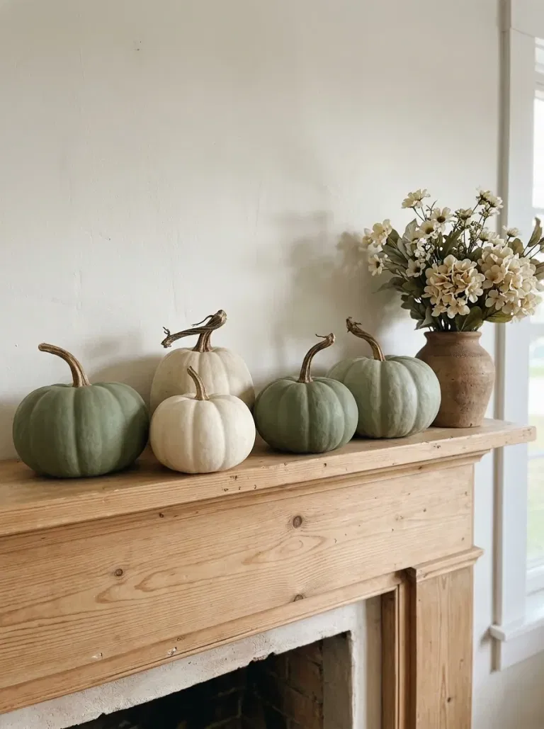 Sage and Cream Mantel Pairing