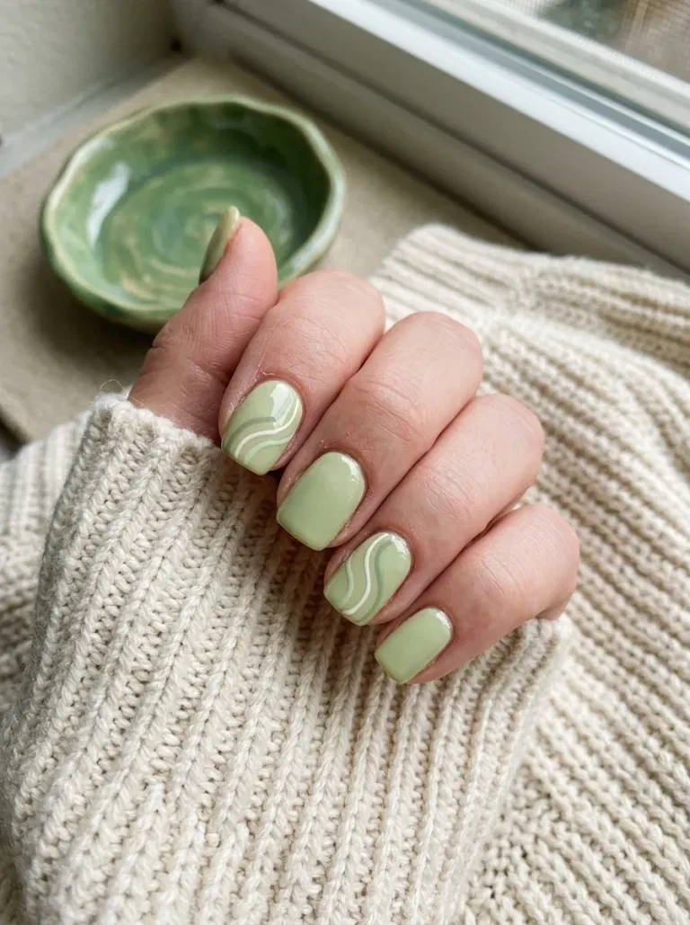 Matcha Green Swirl Nails nail design