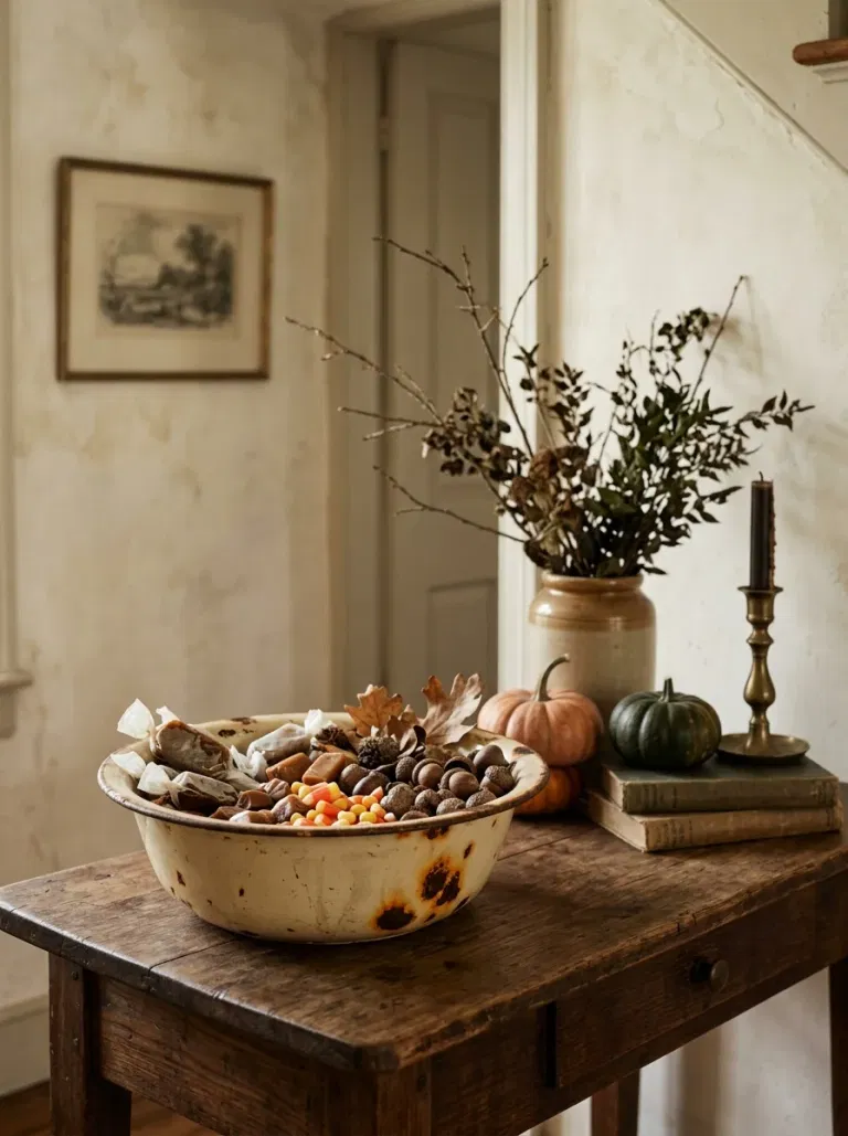 Rusty Enamel Candy Bowl