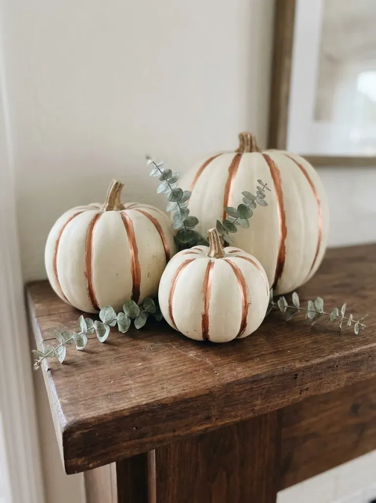 Copper-Tipped Pumpkin Mantel