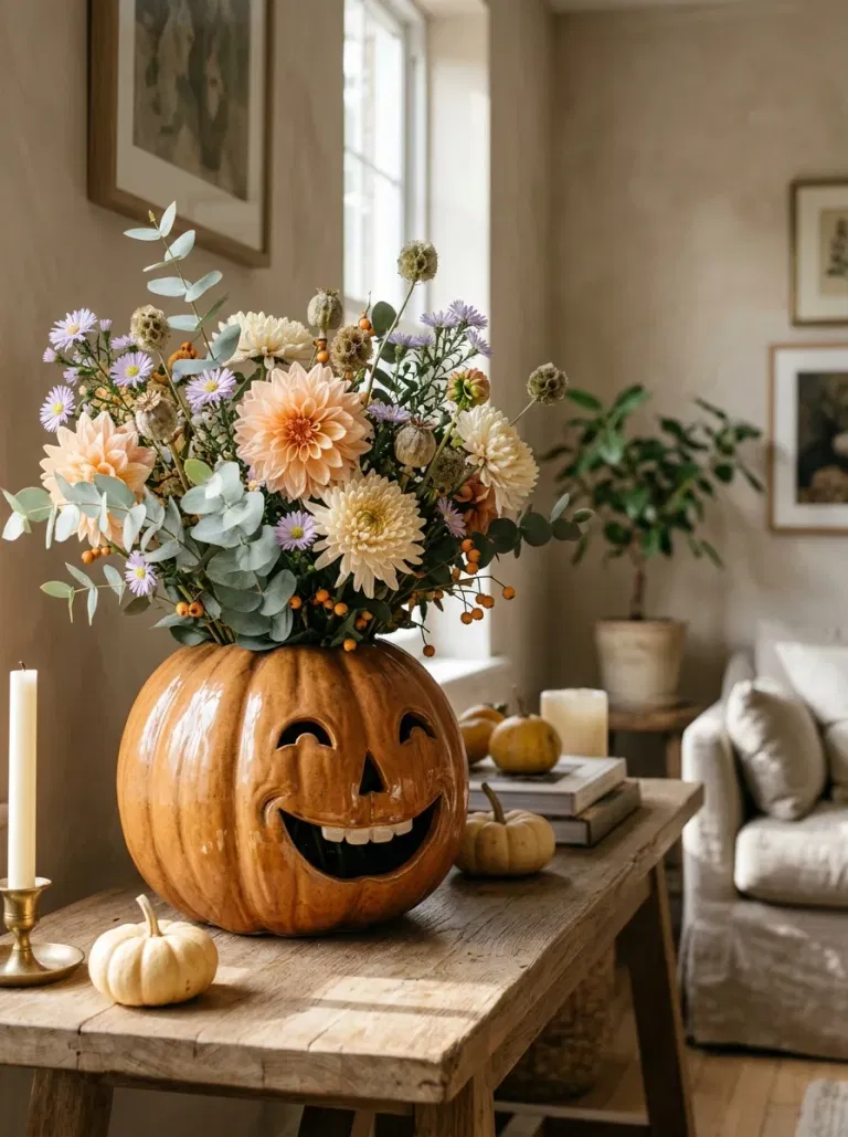 Smiling Pumpkin Vase