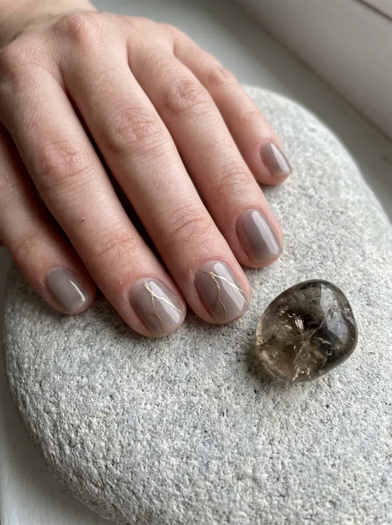 Smoky Quartz Glass nail design