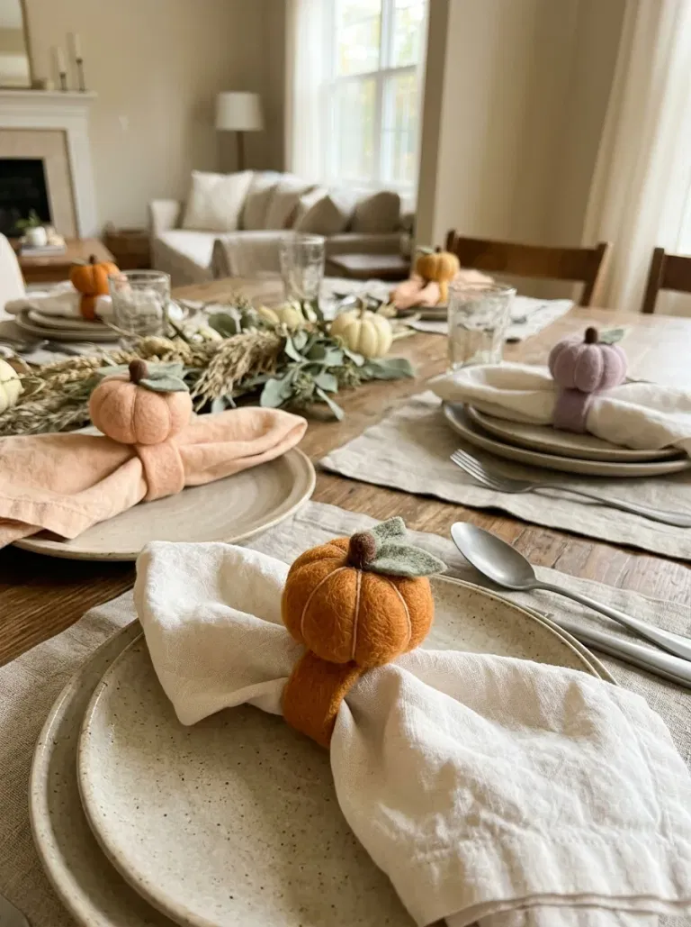Wool-Felt Pumpkin Napkin Rings