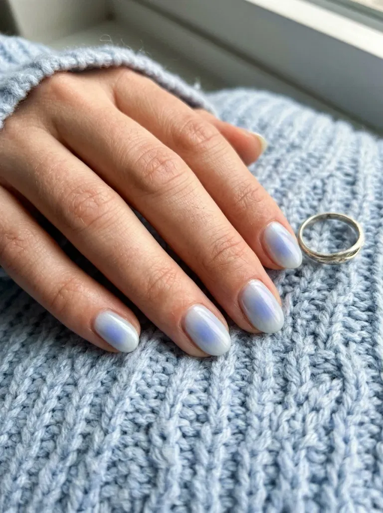 Icy Blue Aura Bloom nail design