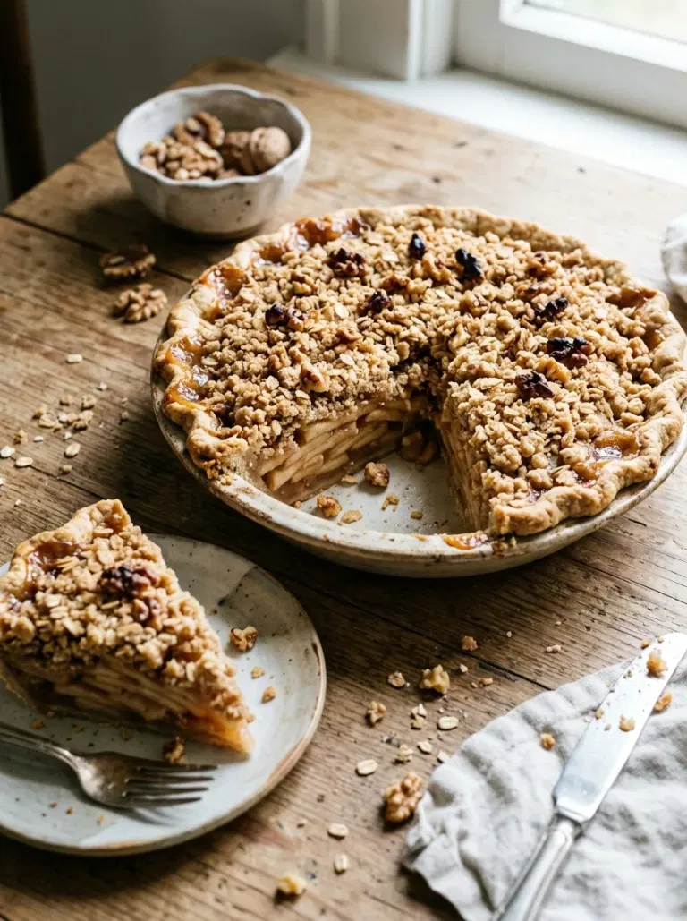 Apple Walnut Streusel Pie