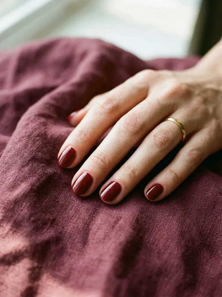 Merlot Oval Lacquer nail design