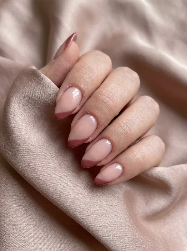 Rosewood Side French nail design