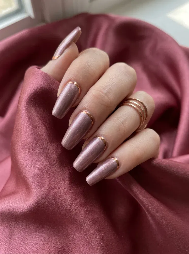 Blush Chrome Cuticle Cuffs nail design