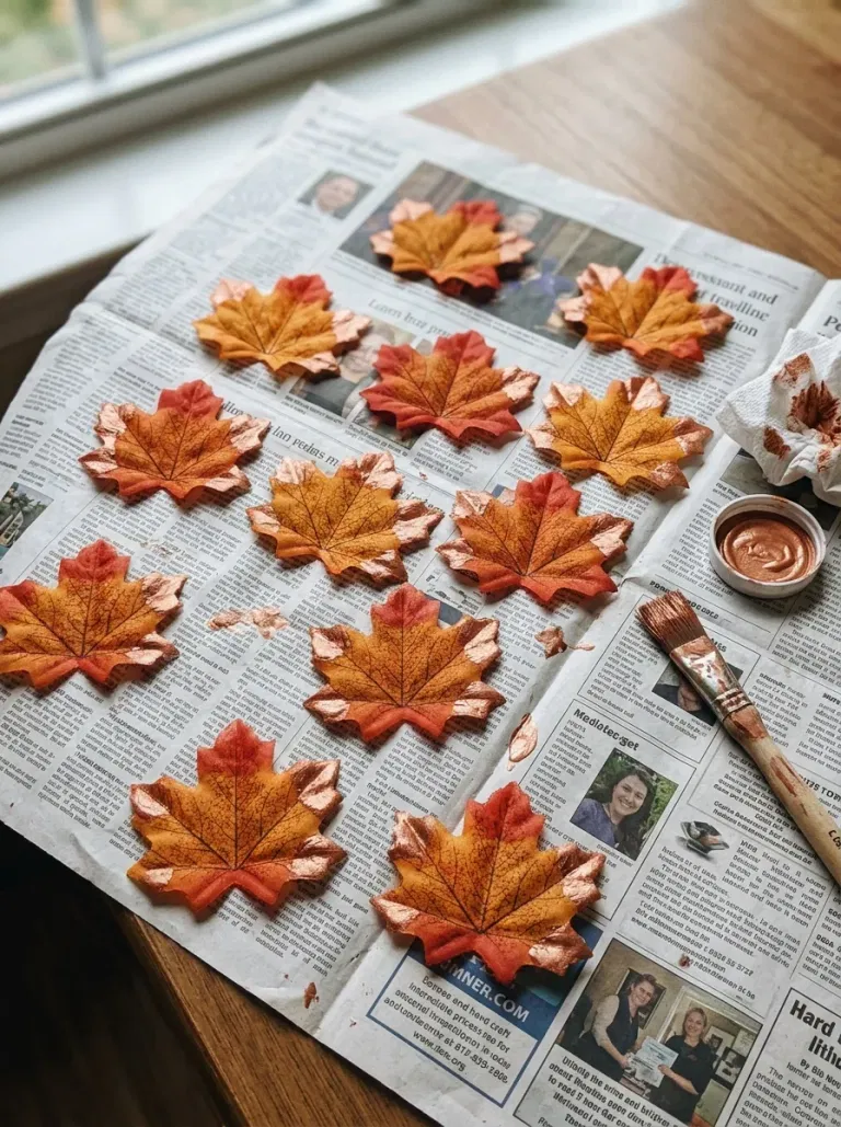 Copper-Tipped Faux Leaves