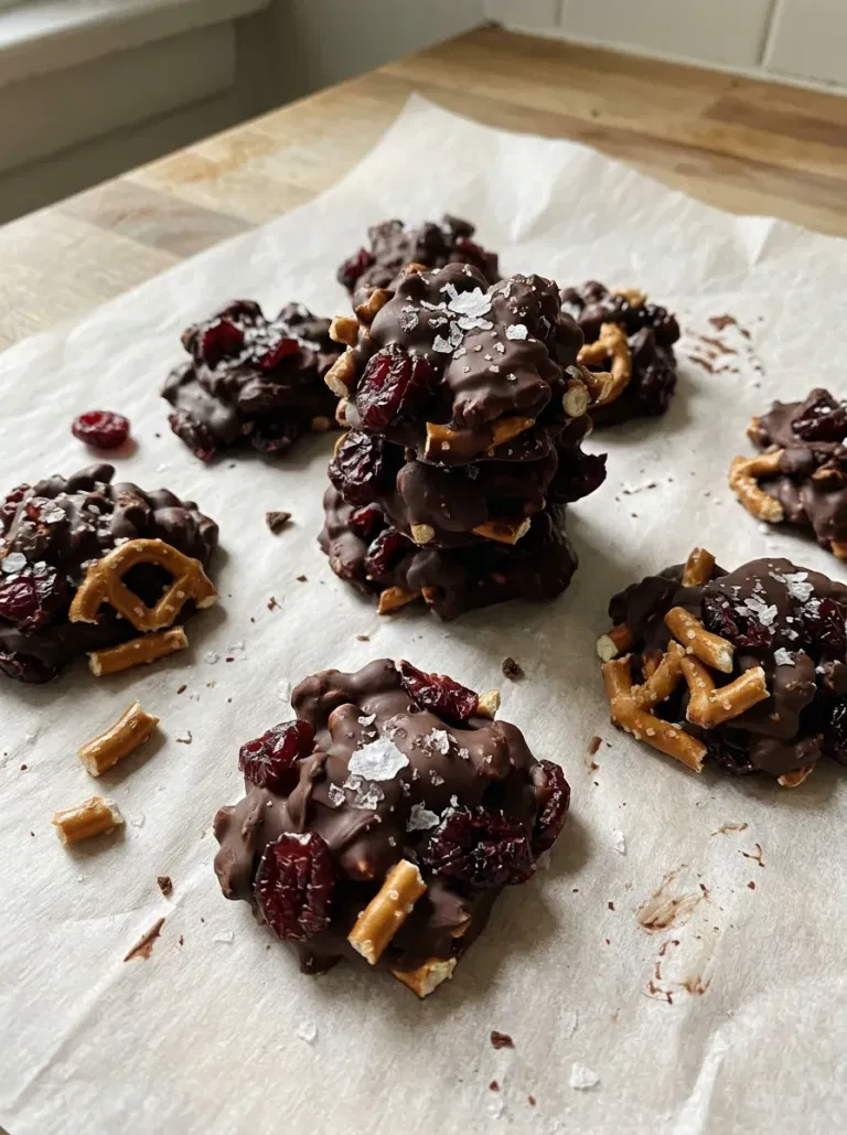 Chocolate Cranberry Pretzel Clusters