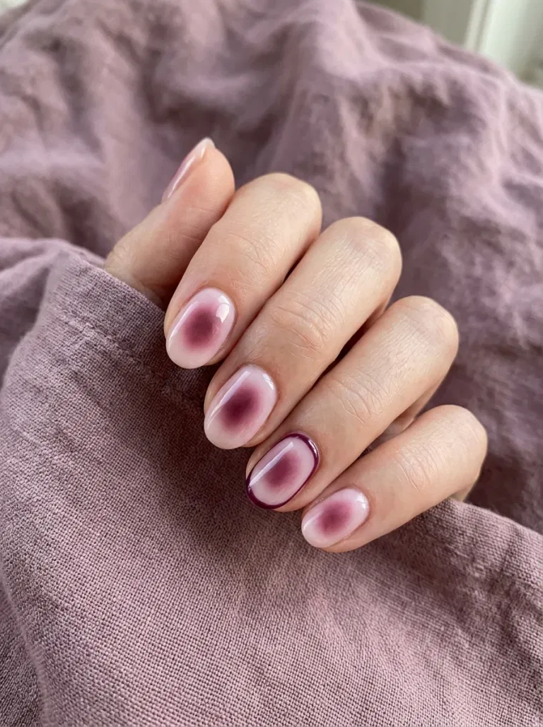 Mulberry Aura with a Glossy Frame nail design