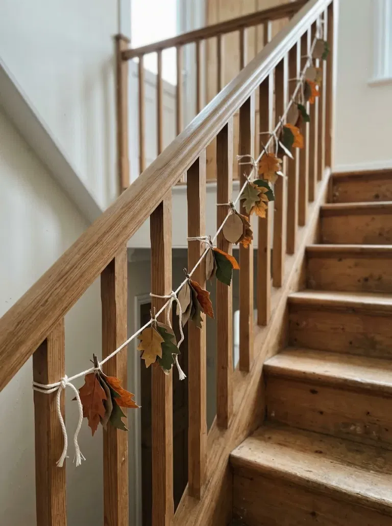 Leaf Garland on the Stair Rail
