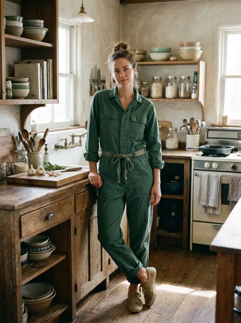 Forest Green Utility Jumpsuit