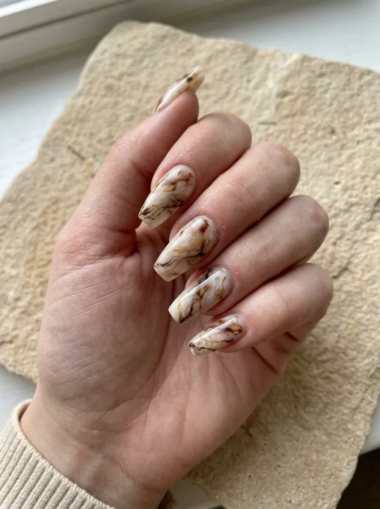 Marble Brownstone nail design