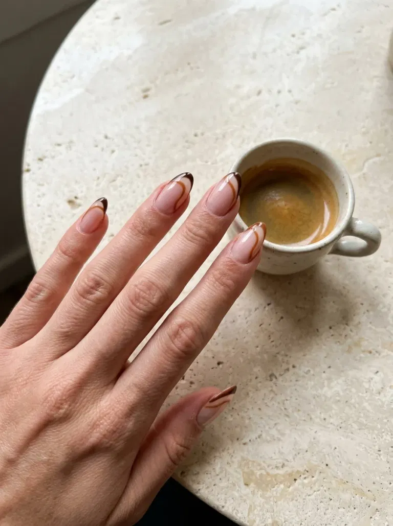 Espresso Ripple French nail design